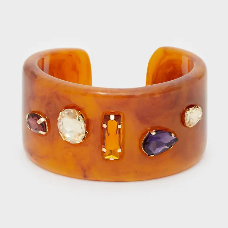 NALI' - Shay-armband i brunt harts med stenar