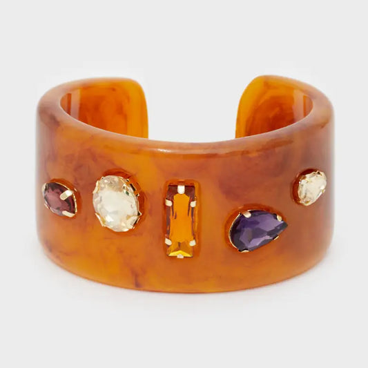 NALI' - Shay-armband i brunt harts med stenar