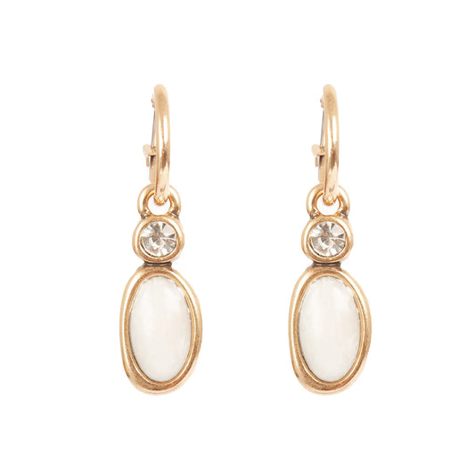 A&C Oslo - Hängande örhängen med vit sten, G