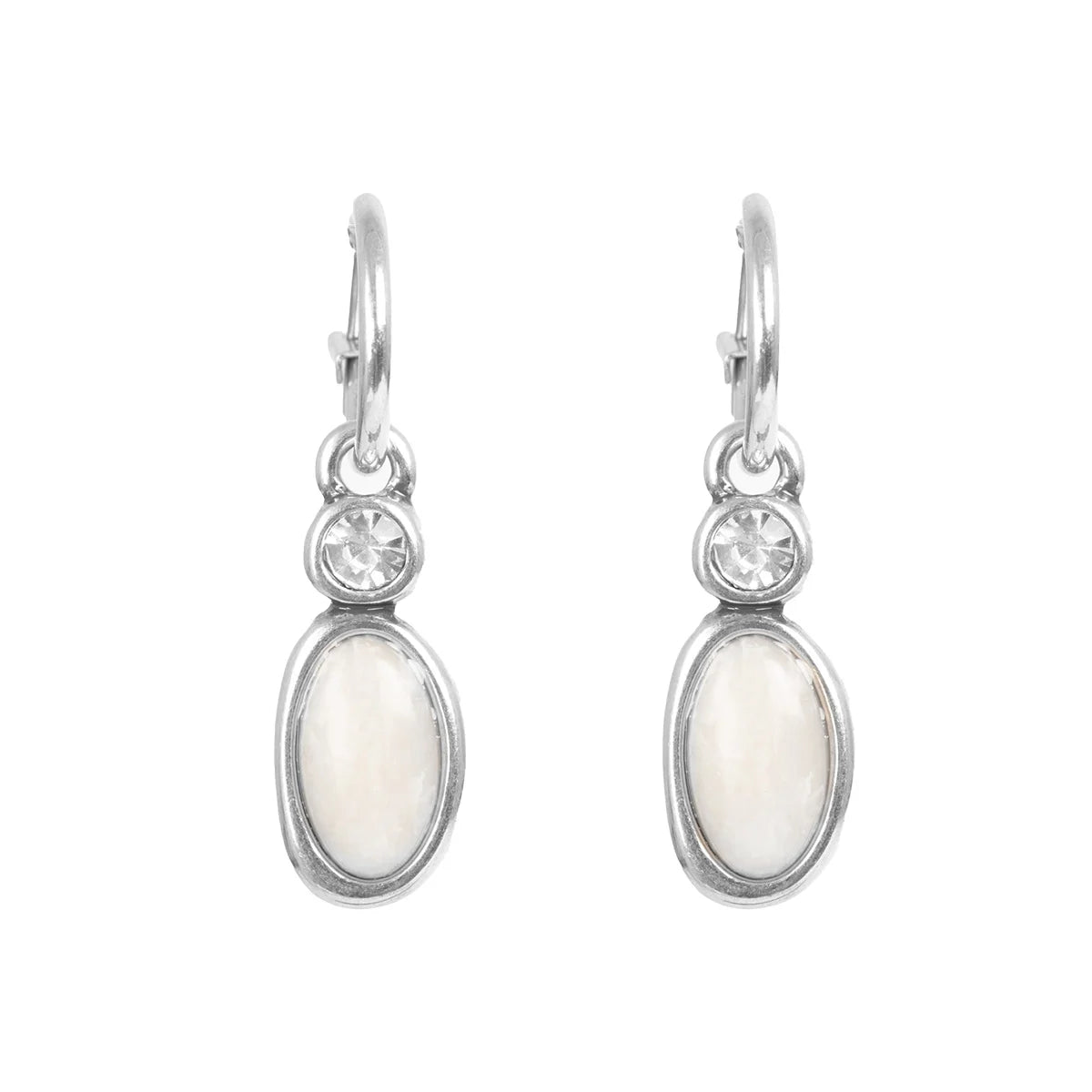 A&C Oslo - Hängande örhängen med vit sten, S