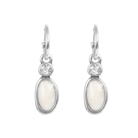 A&C Oslo - Hängande örhängen med vit sten, S